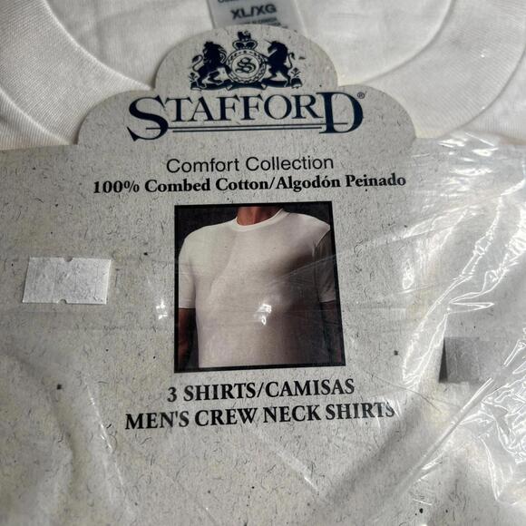 Vintage Stafford Men’s Crew Neck T-Shirts 3PK XL White Made in Canada - Picture 7 of 7